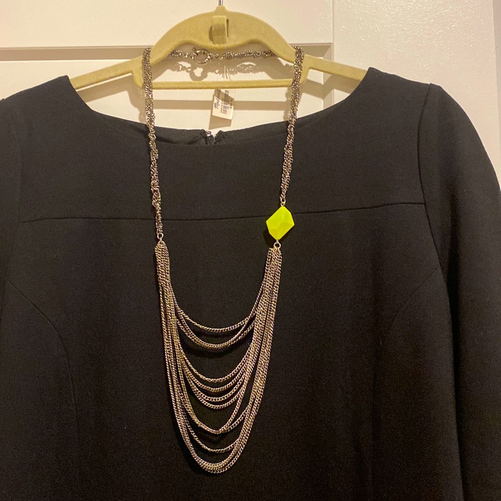 Madewell silver necklace with chartreuse stone
